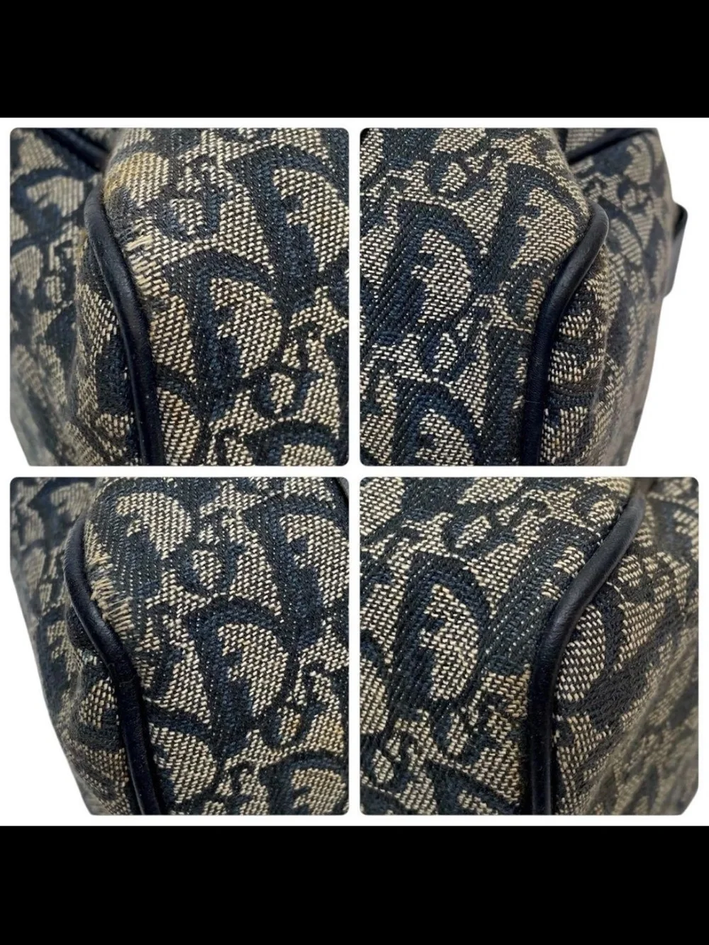 Dior Navy and Beige Monogram Satchel
